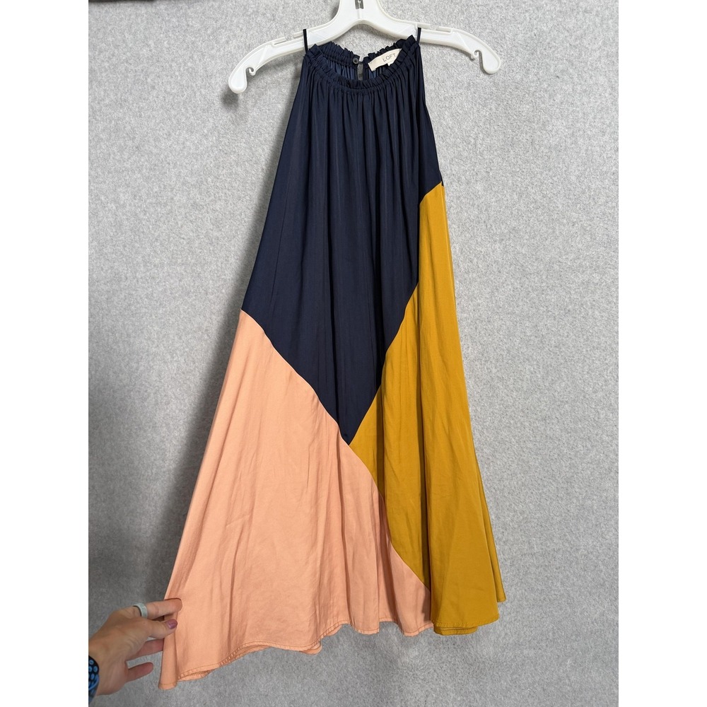 LOFT Dress Womens SP Multicolor Colorblock Halter Trapeze Swing‎ Knee Length